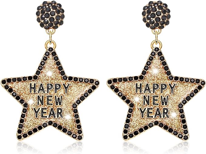 Glitter And Rhinestone New Year's Eve Party Earrings. 
